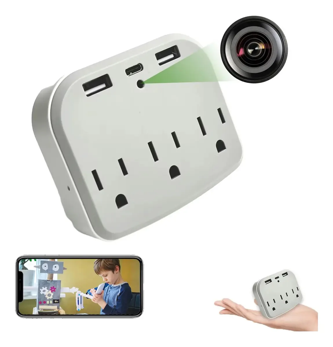 Carregador De Parede Para Câmera Oculta, 4k Ultra Hd, Wi-fi Sem Fio, Visualização Em Tempo Real Do Aplicativo, Memória Integrada De 32 Gb, Câmera Oculta Para Segurança Doméstica, Garante A