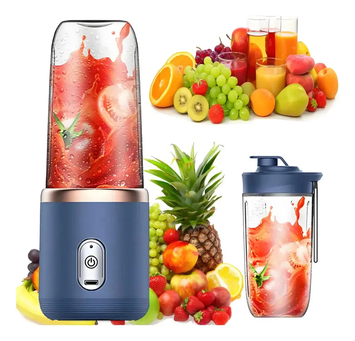 Liquidificador Portátil USB Recarregável 400ml Cor Azul