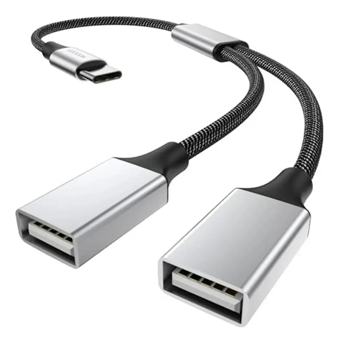 Cabo usb Mogood USB C Splitter prata com entrada USB Tipo C saída USB OTG