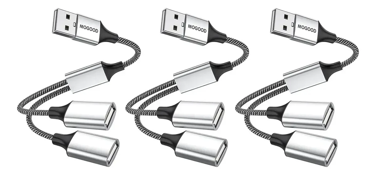 Adaptador USB 2.0 Mogood Hub de duas portas prateado 480 Mbps
