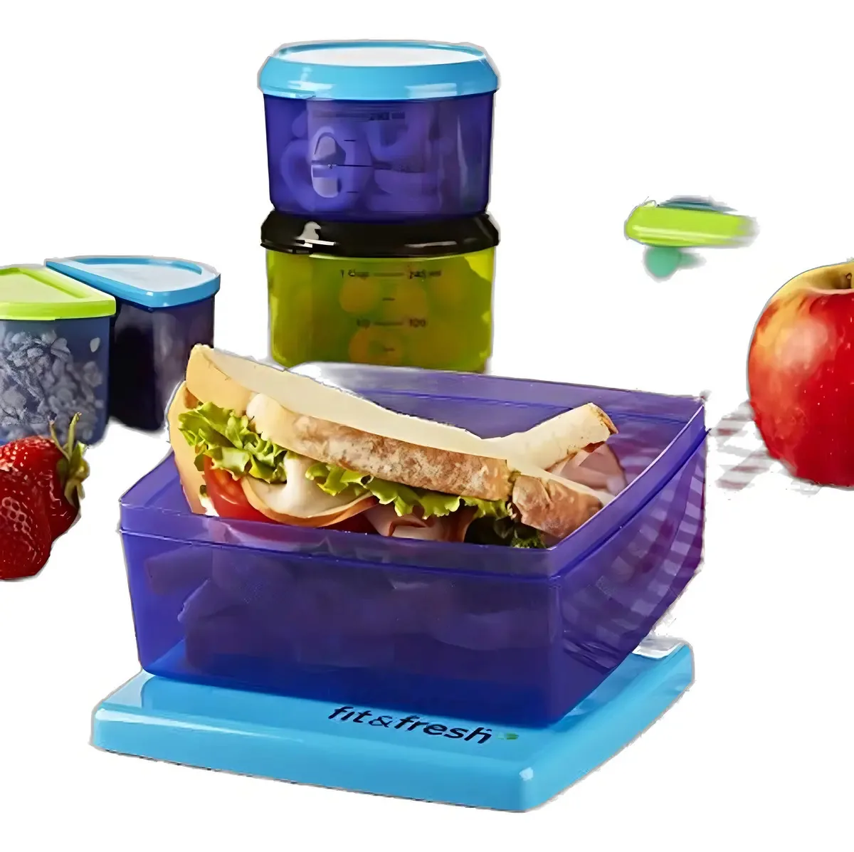 Conjunto de recipientes de plástico para alimentos de 17 peças com tampa
