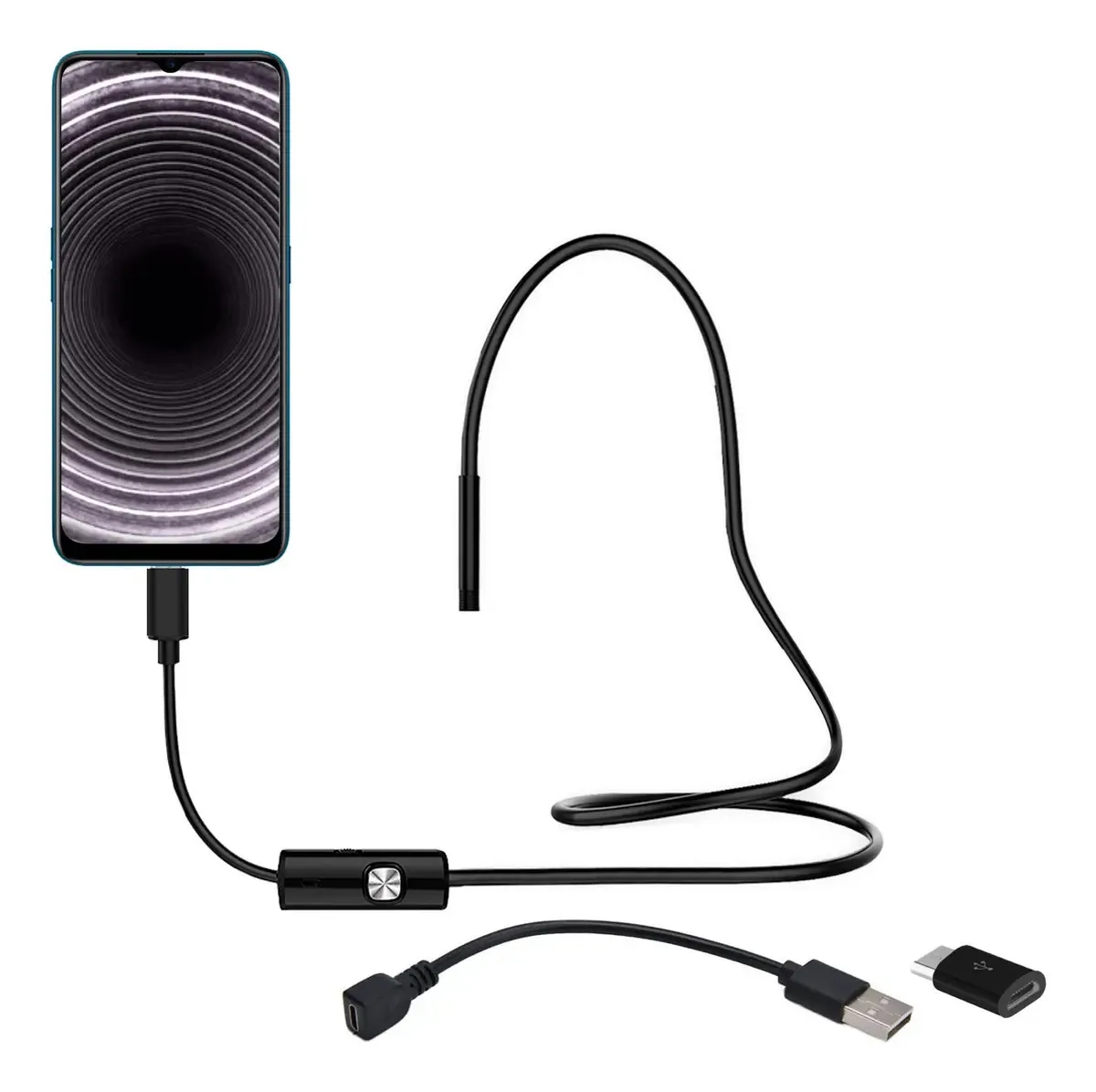 Câmera de endoscópio para celular, luz LED USB de 1 metro, redlemon