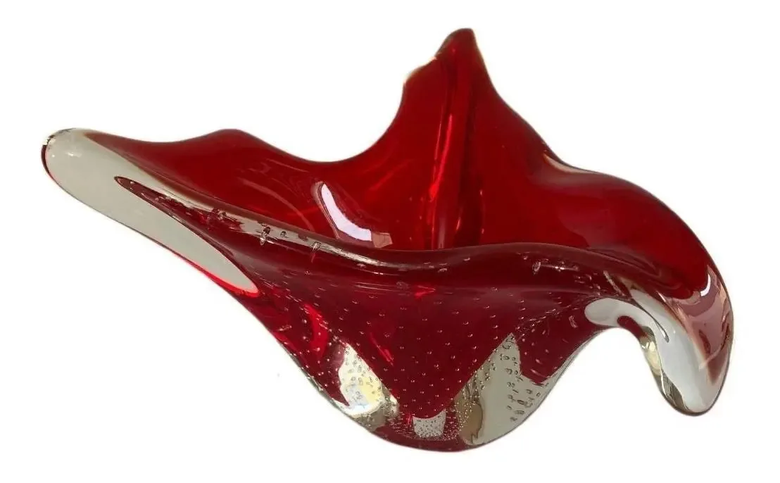 Centro De Mesa Em Cristal Murano São Marcos Vermelho