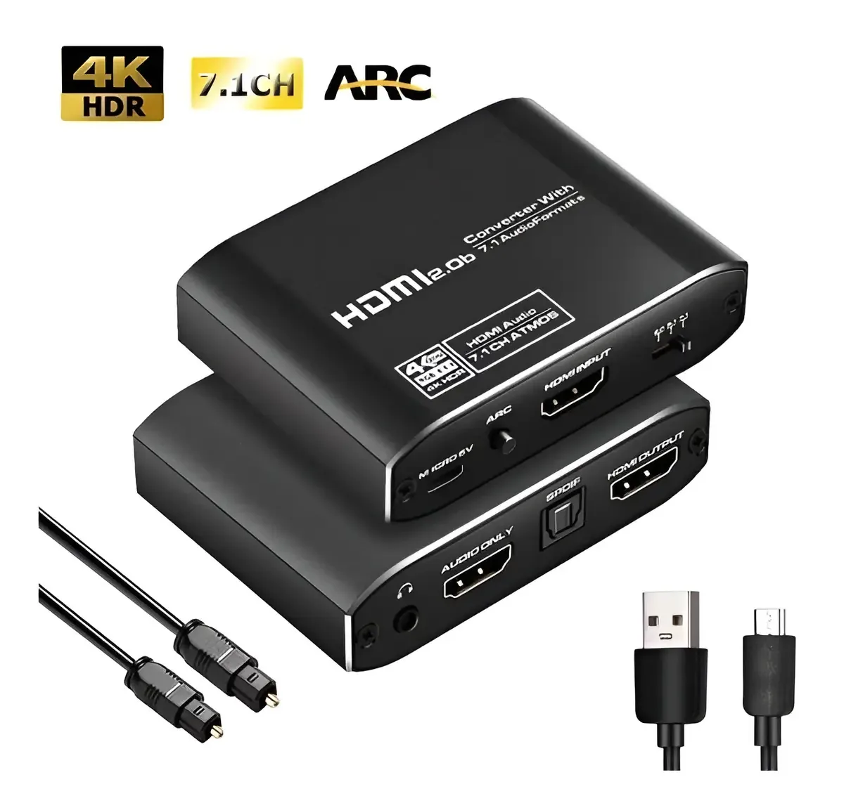 Extrator De Áudio Hdmi Splitter De Audio 1x2 Optico 4k Adv