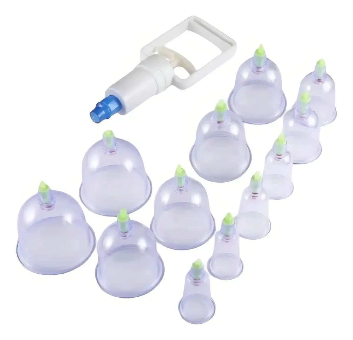 Kit 12 Ventosas + Bomba Ventosaterapia Massoterapia Chines