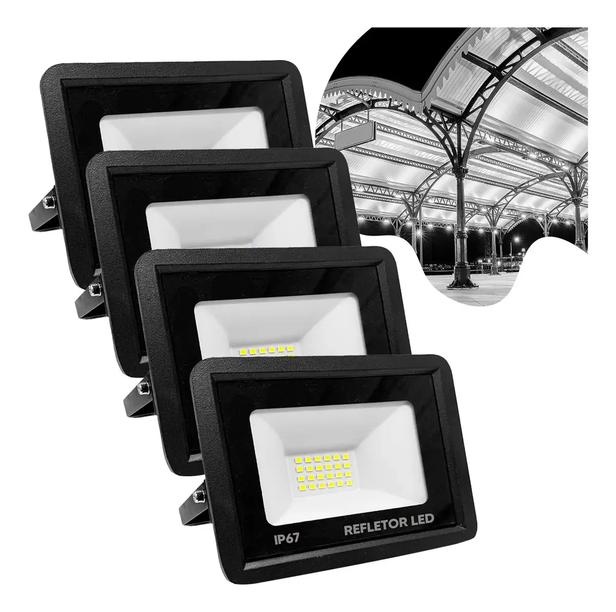 Kit 4 Refletores Mini Led 50w Branco Frio 6500k Versátil