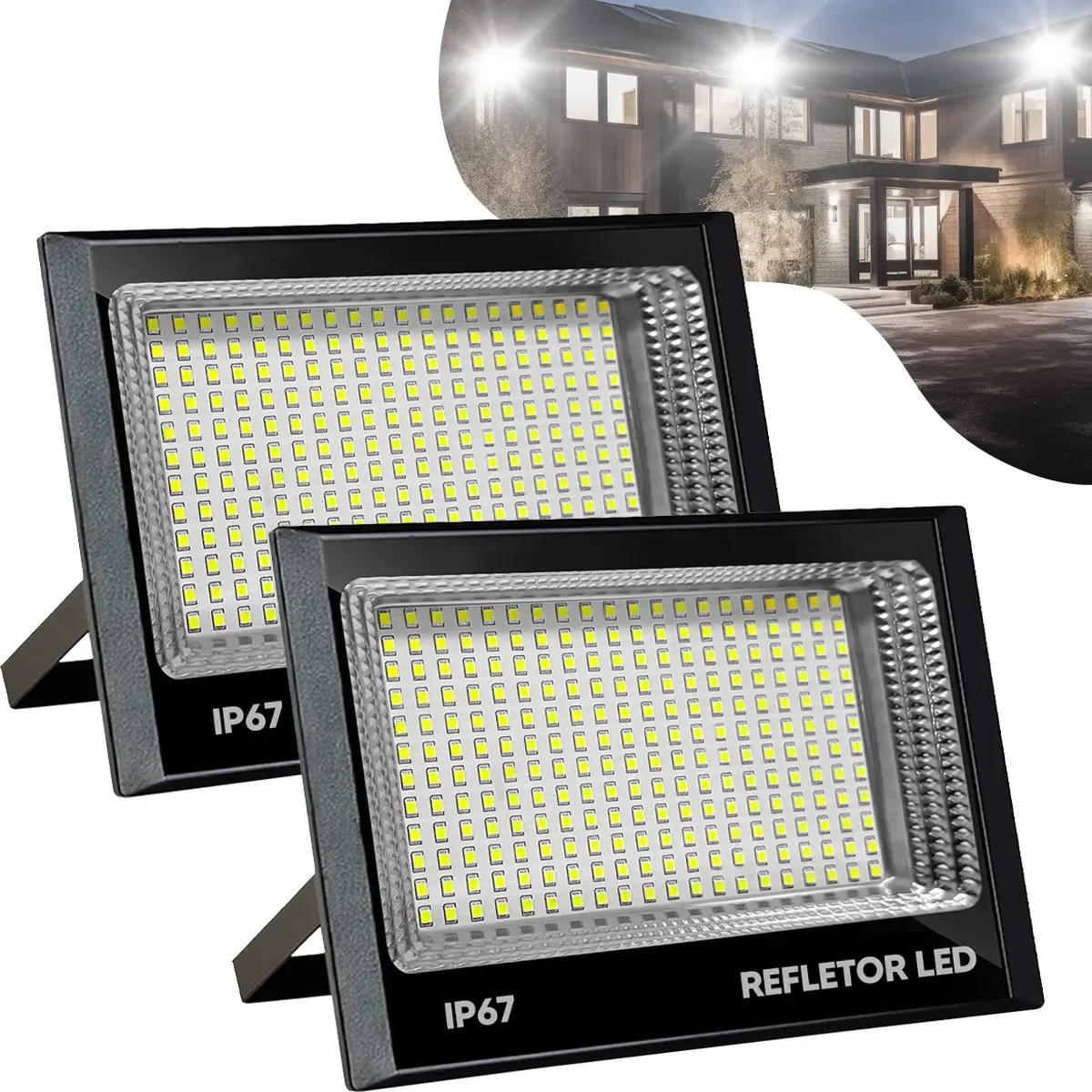 Kit 2 Refletores Mini Led 300w Branco Frio 6500k Versátil