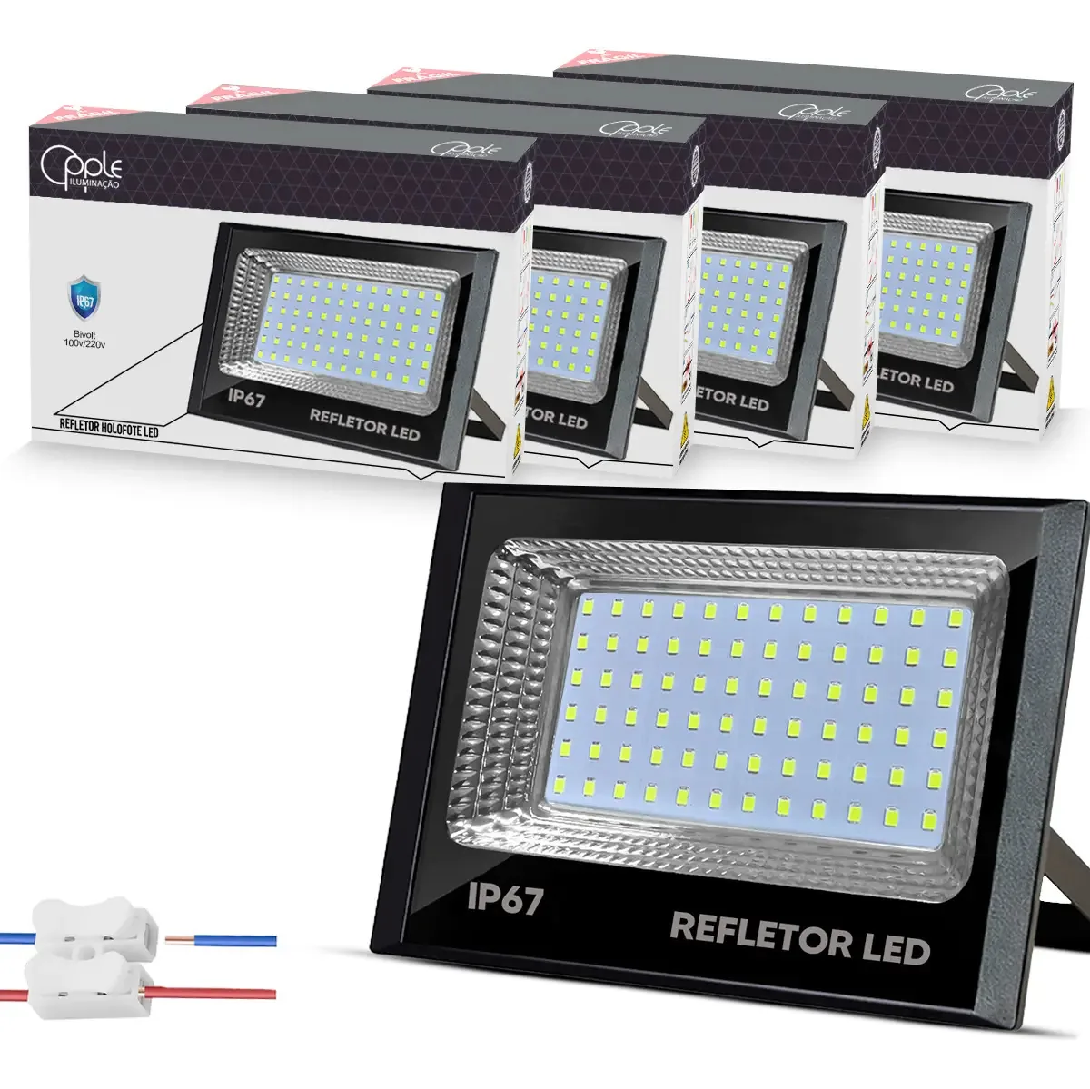 Kit 4 Refletores Opple Max 100w Cor Verde Para Uso Profissional