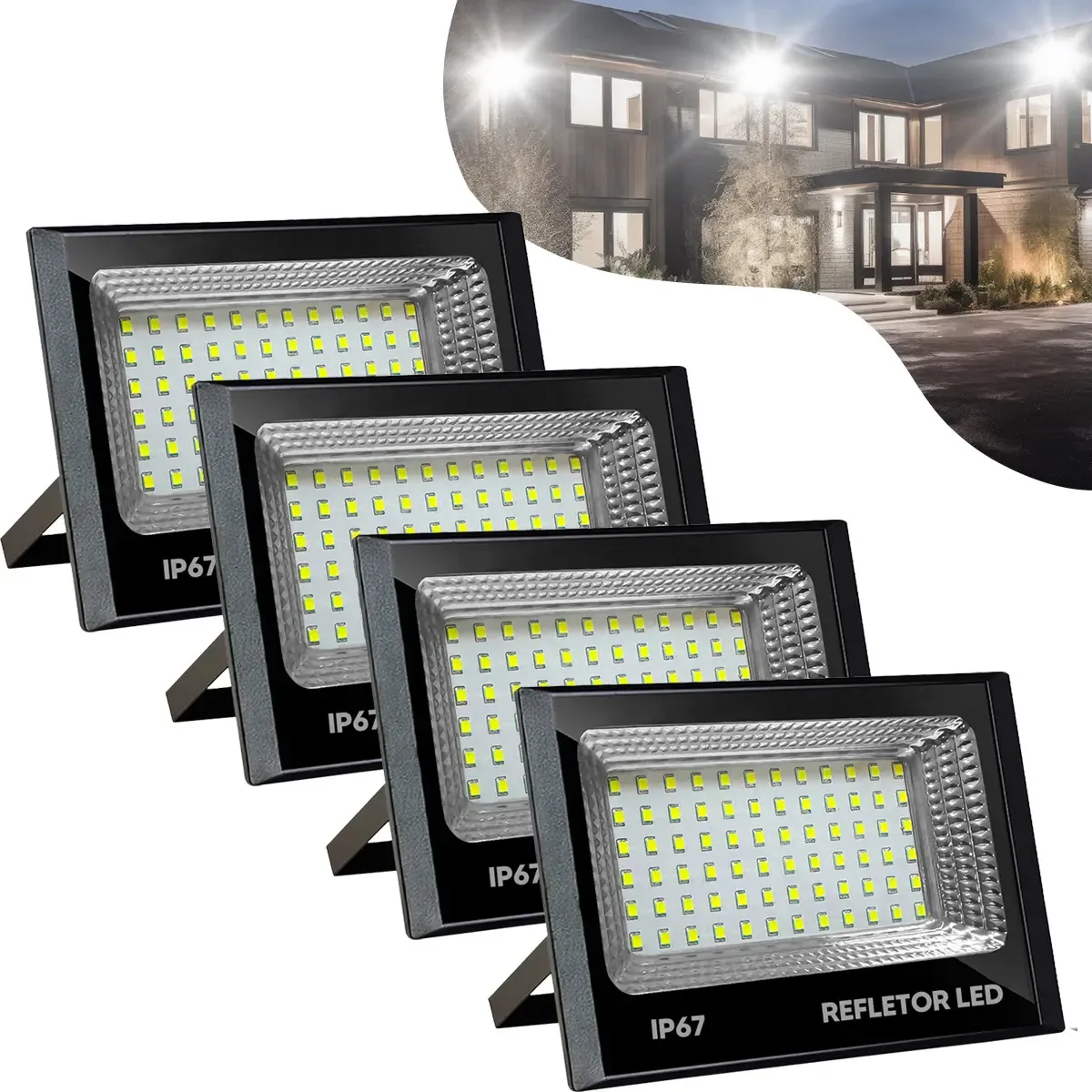 Kit 4 Refletores Flex Led 100w Branco Frio 6500k Ip67 Econômico