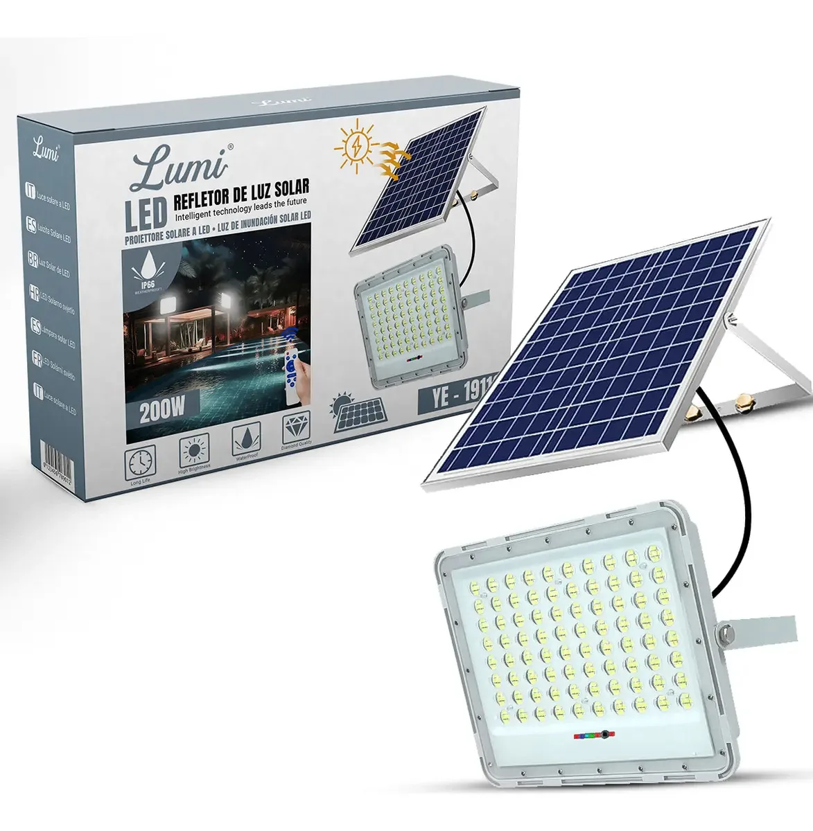 Refletor Luz Solar 100w Led Energia Solar Carcaça Branca Cor Da Luz Branco Frio