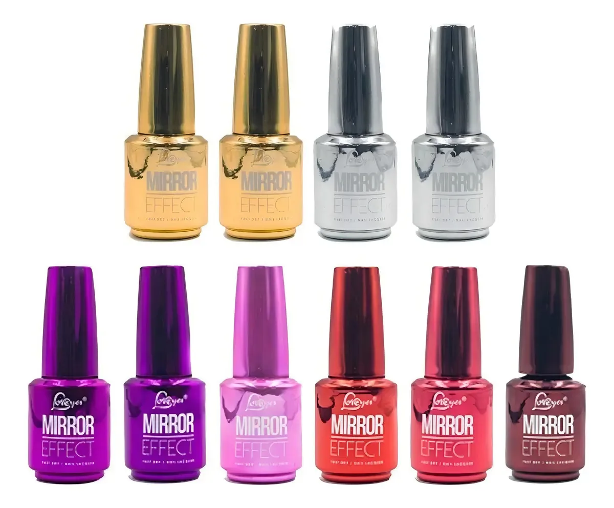 Kit 12 Esmaltes Mirror Efeito Espelhado Fkb Nailpolish