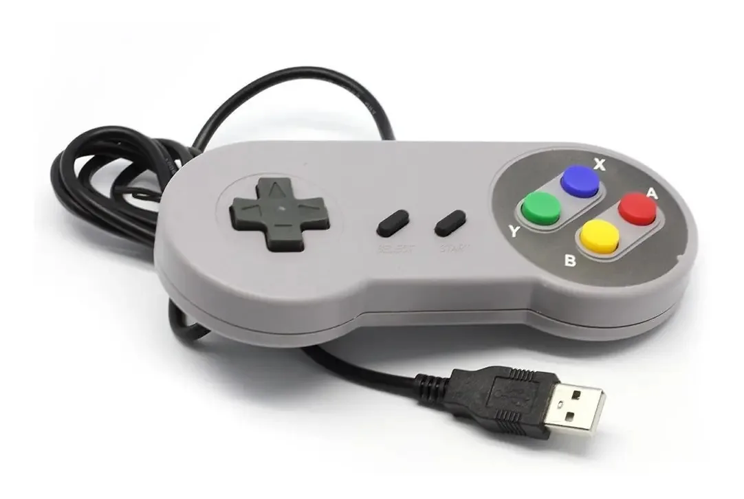 10 Controles Usb Super Nintendo Snes Joystick Windows Cor Cinza