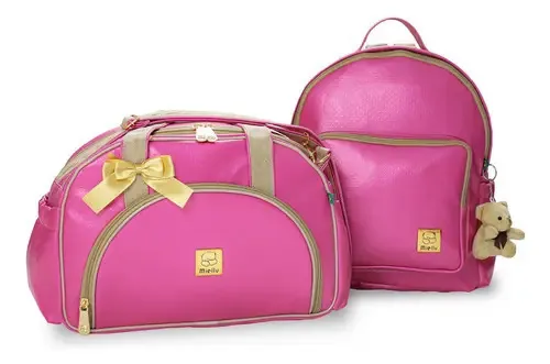 Kit Bolsa Maternidade Miellu Branco com Mochila Pink Barbie