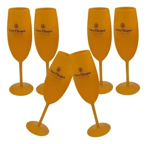 Jogo 6 Taças Champanhe Espumante Laranja 270ml Poliestireno