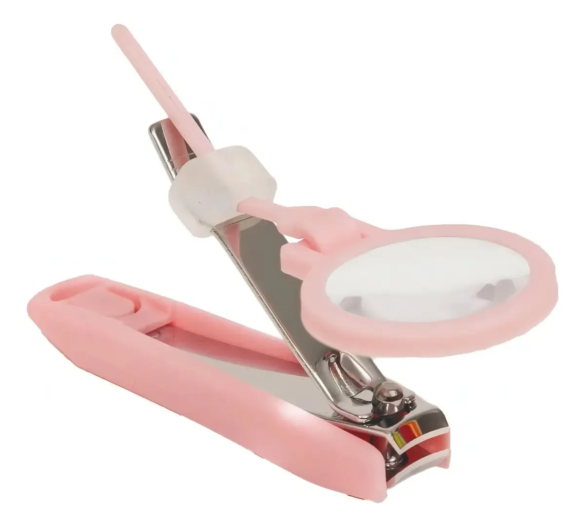 Cortador De Unhas Com Lupa Bebe Rn Cuidados Saude E Higiene Cor Rosa
