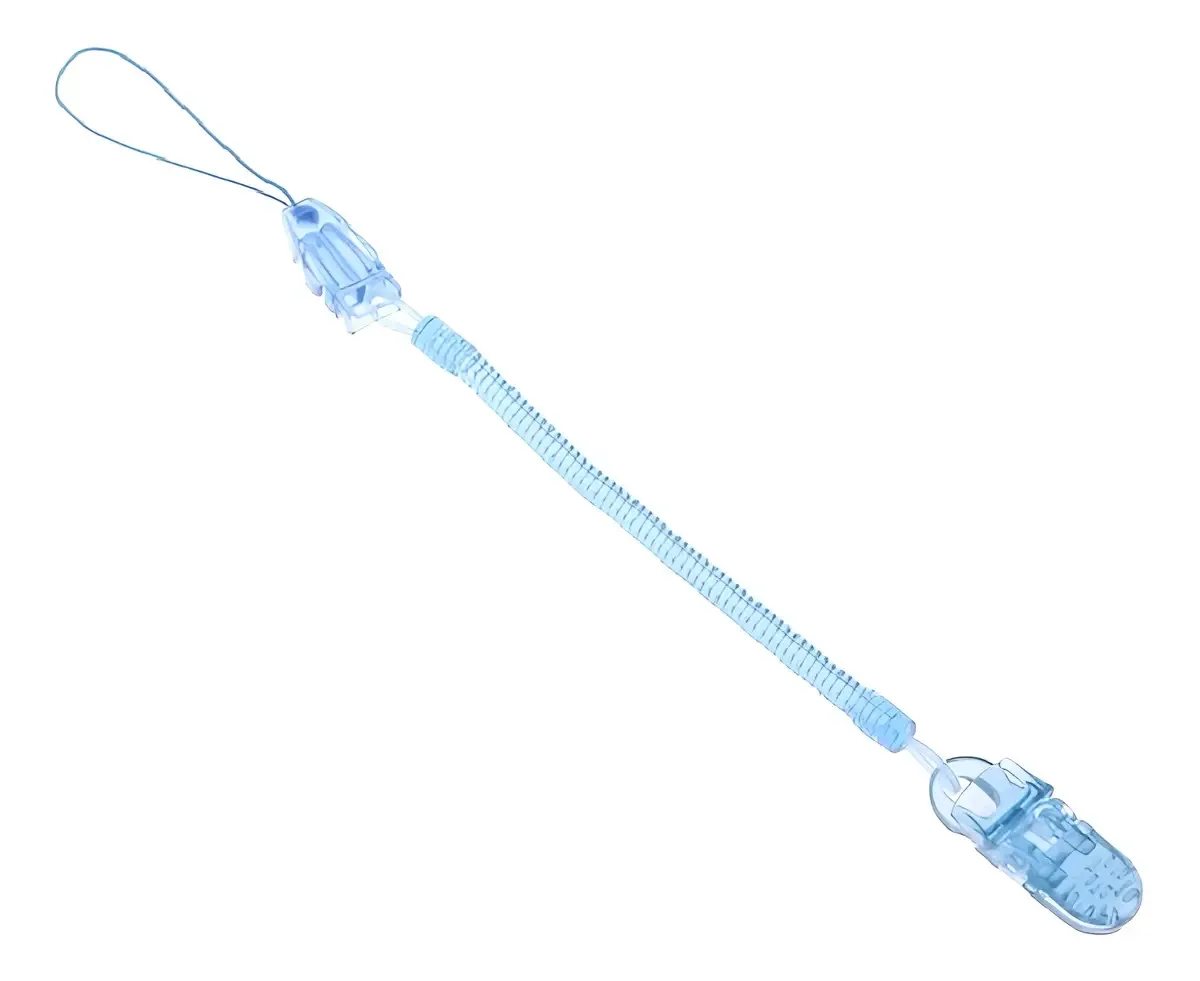 Prendedor de Chupeta Silicone Nina Bebê Azul 22cm Antiperda
