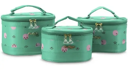 Kit Conjunto 3 Necessaires Feminina Rubys Multiuso Lançament Cor Esmeralda