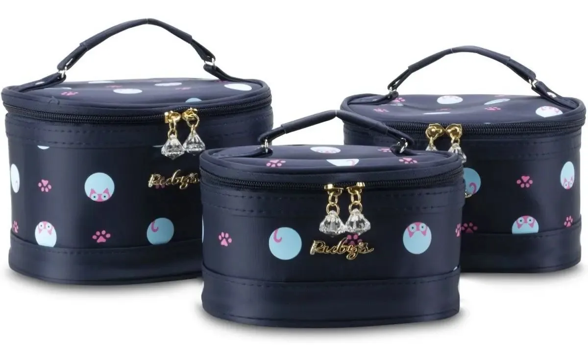 Kit Conjunto 3 Necessaires Feminina Rubys Multiuso Cor Azul