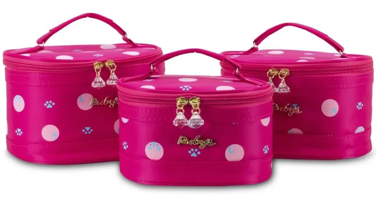 Kit Conjunto 3 Necessaires Feminina Rubys Multiuso Cor Fúcsia