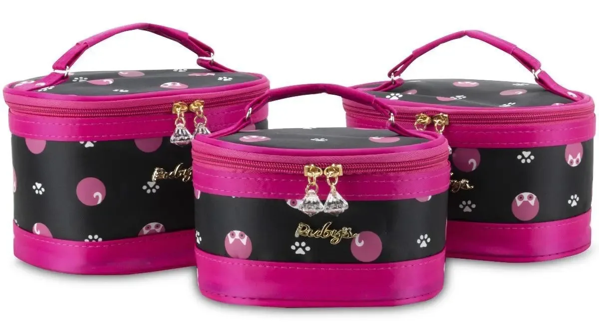 Kit Conjunto 3 Necessaires Feminina Rubys Multiuso Cor Preto