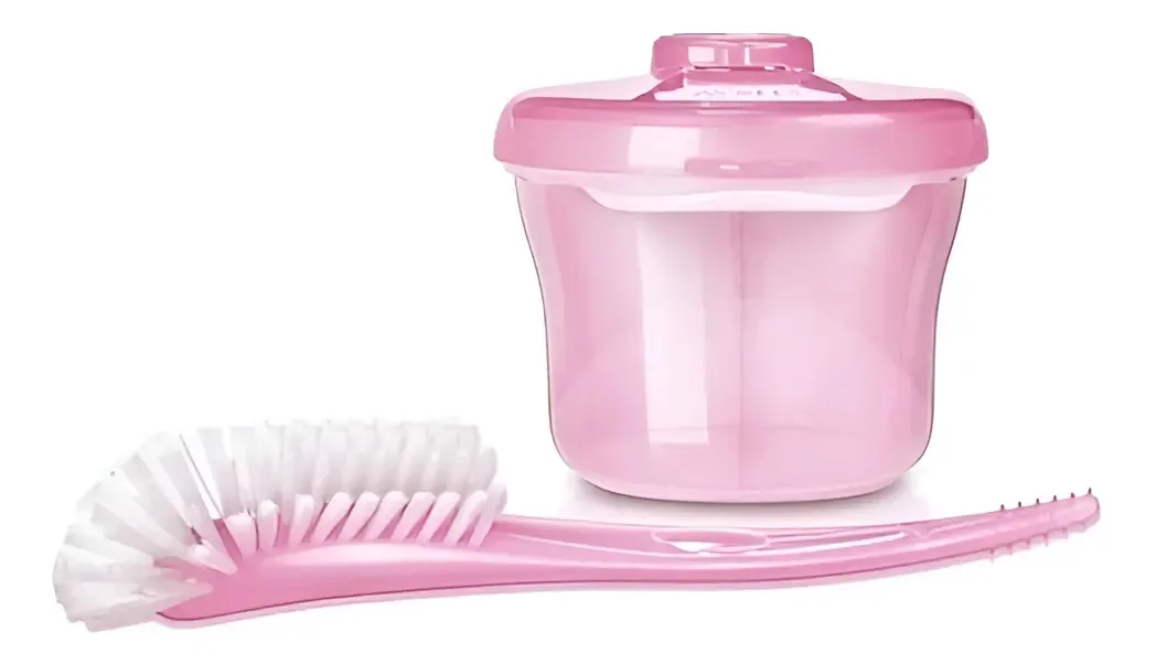 Dosador Leite Em Po Escova Para Lavar Mamadeira Avent Rosa