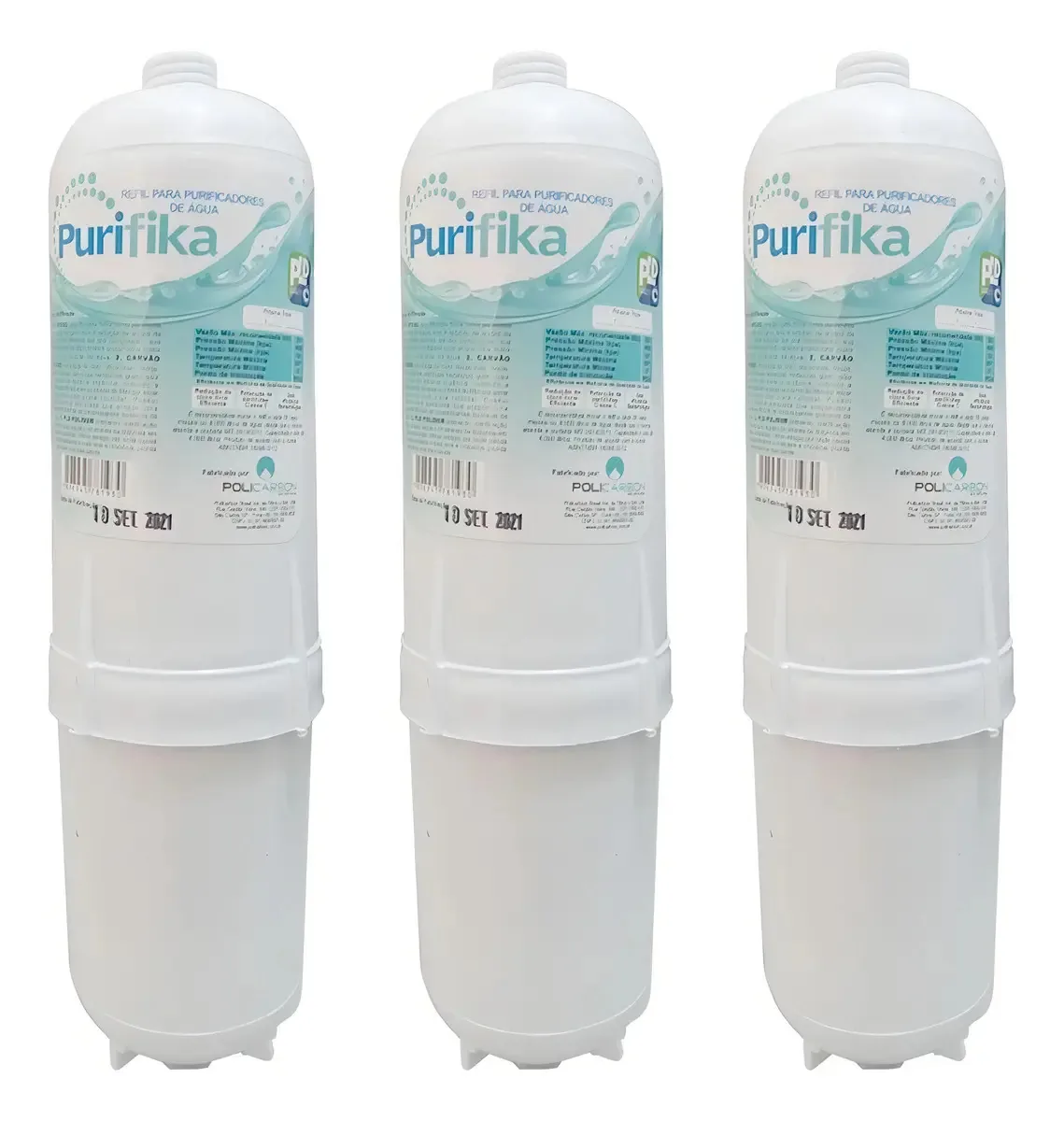 Kit 3 Refil Filtro Purificador Água Soft Everest Slim Plus