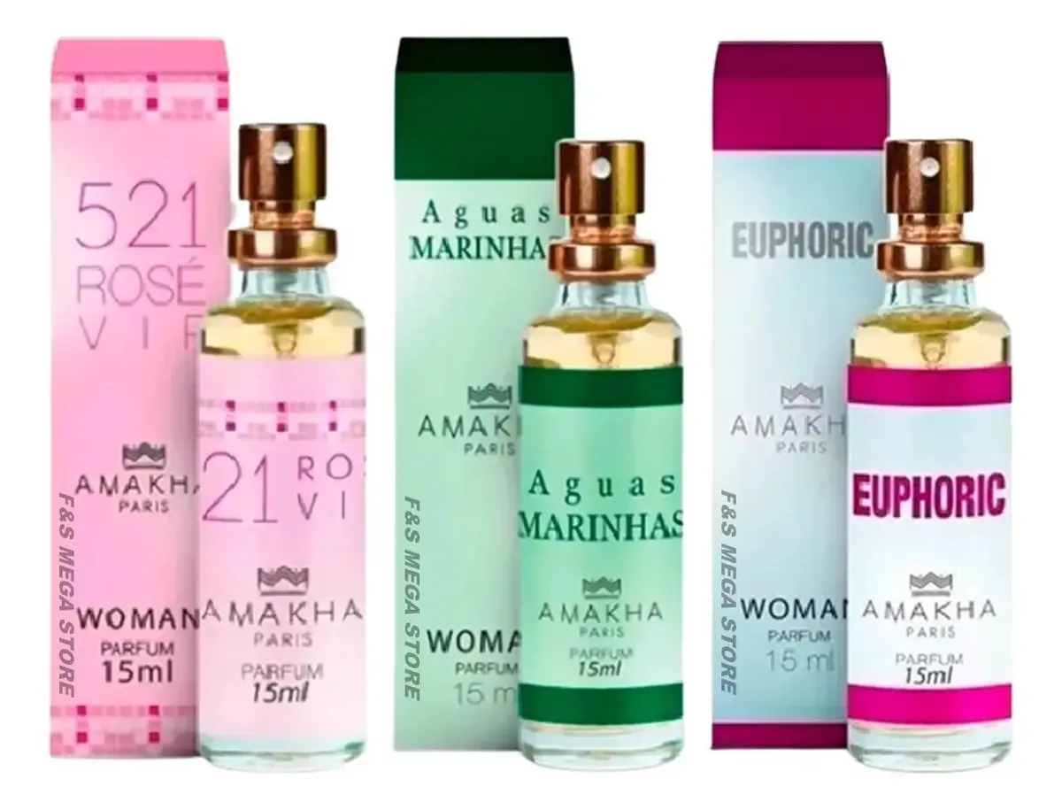 3 Perfume Feminino 521 Vip Rose Aguas Marinhas Euphoric