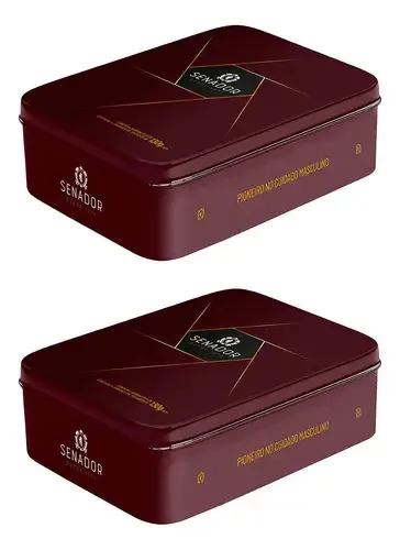 2x Estojo Lata Presenteável Senador Com Sabonetes Masculino
