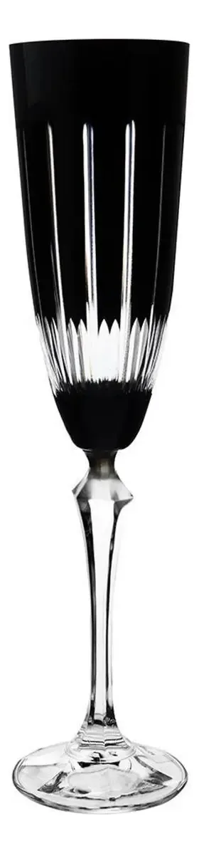 Jogo 6 Taças Champanhe 200ml Elisabeth Lapidada Preto