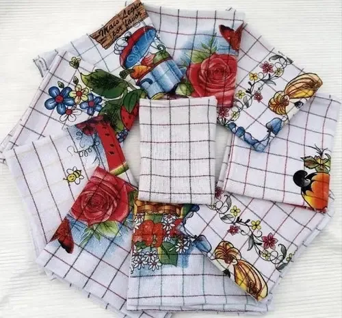 Kit Com 20 Panos De Copa / Prato Xadrez - 44x68cm - Sortidos