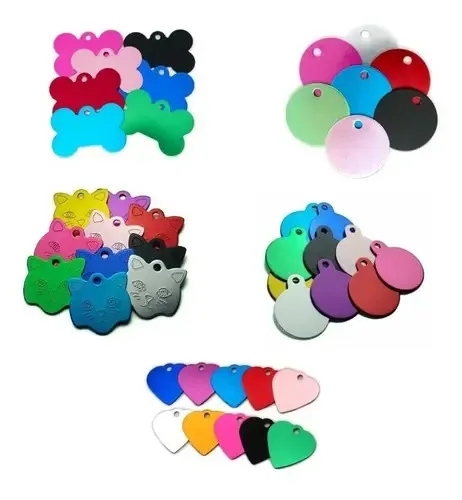 50 Plaquinhas Placas Pingentes Identificação Pets Coloridas Cor Preto