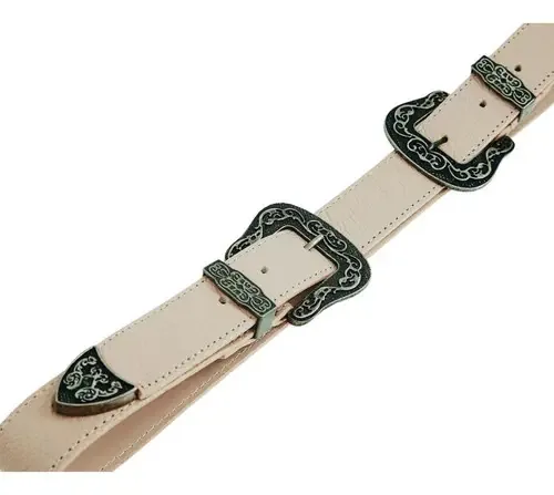 Cinto Feminino Cinto Duas Fivelas Cinto Country Feminino Cor Bege Tamanho 105