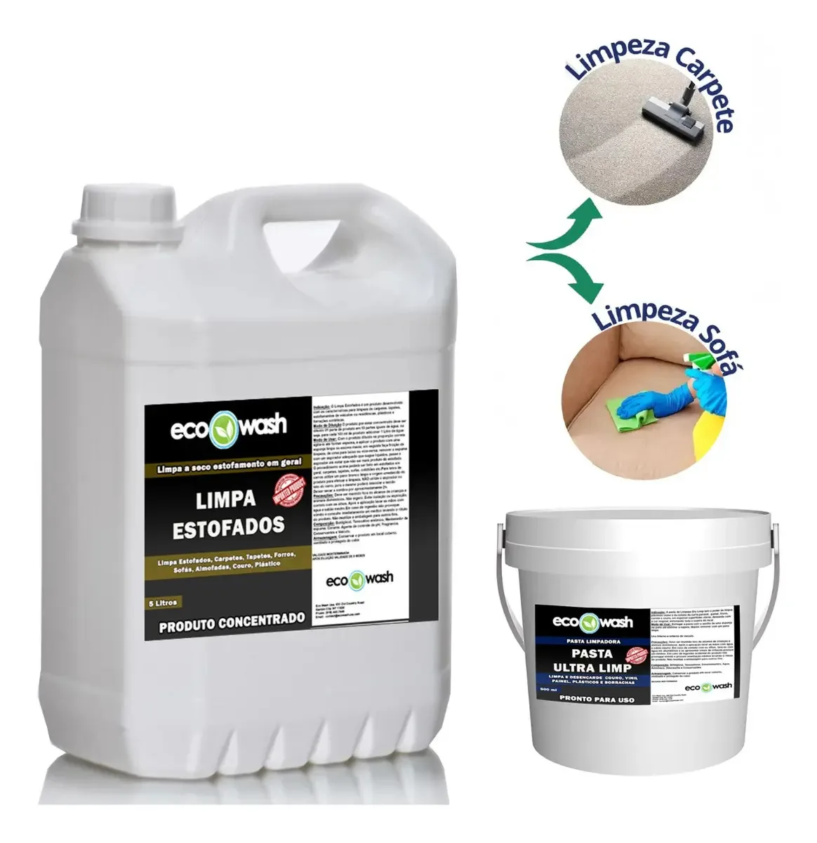Kit Limpa Estofados 5l + Pasta De Limpeza 500ml Ecowash