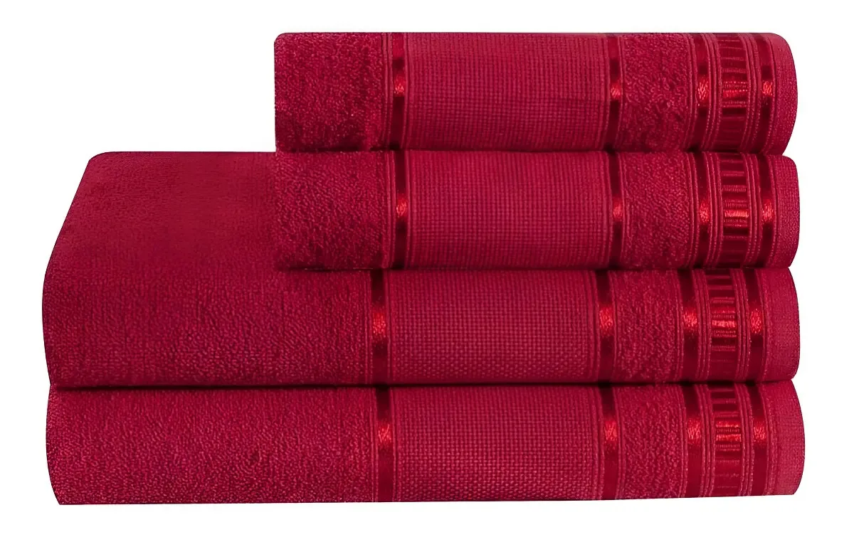 Jogo De Toalha De Banho 4 Peças Linha Premium Vermelho Real