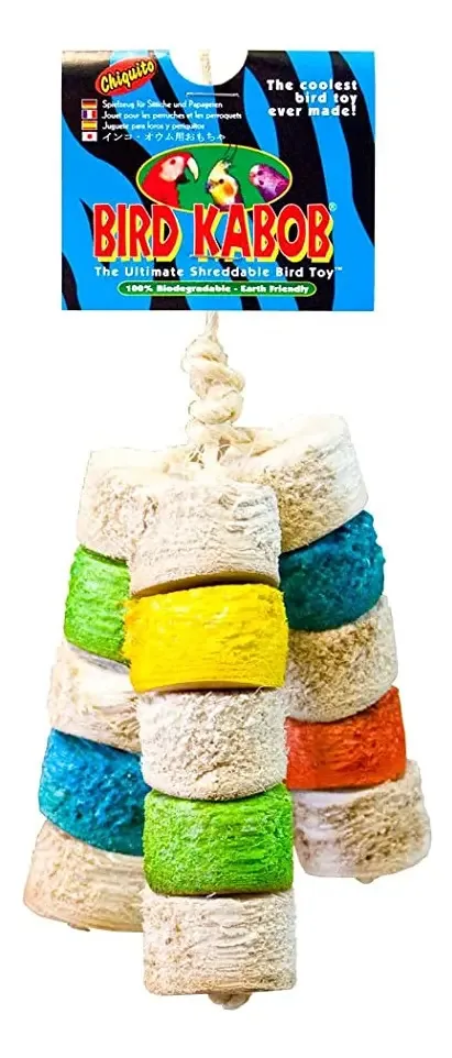Brinquedo Pássaros Aves Chiquito Bird Kabob Wesco Brinquedo Pássaros Aves Bird Kabob ChiquititoPassaros cor Verde-claro Azul Amarelo Laranja Branco