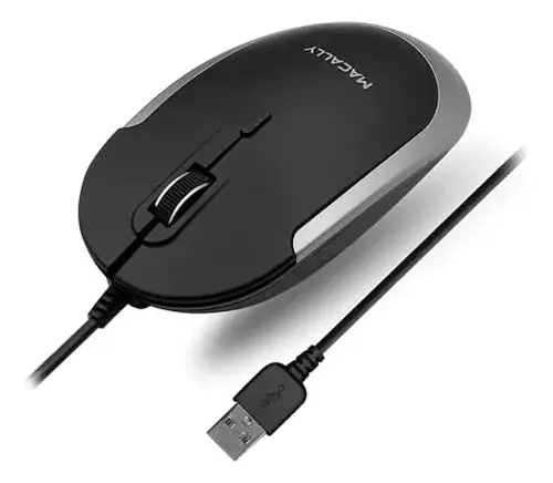 Mouse com fio Macally Silent: mouse USB fino e compacto