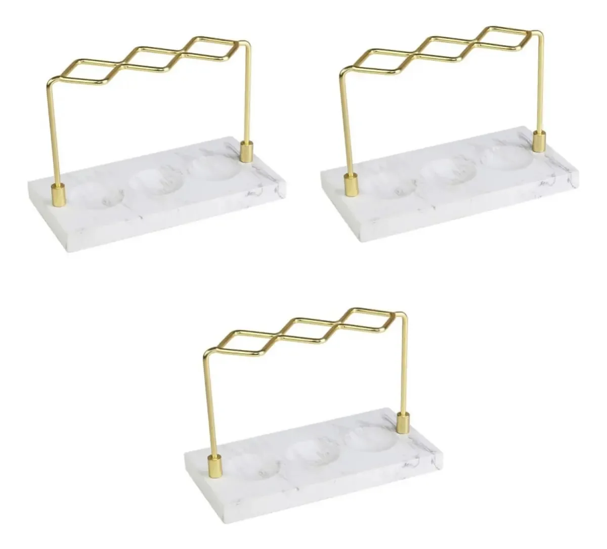 Porta-pincéis Qiooqsaq Holibanna, 3, lápis de sobrancelha, pincéis de mesa, pincéis de maquiagem, pincéis de maquiagem, equipamento, organizador de prateleiras douradas, 3
