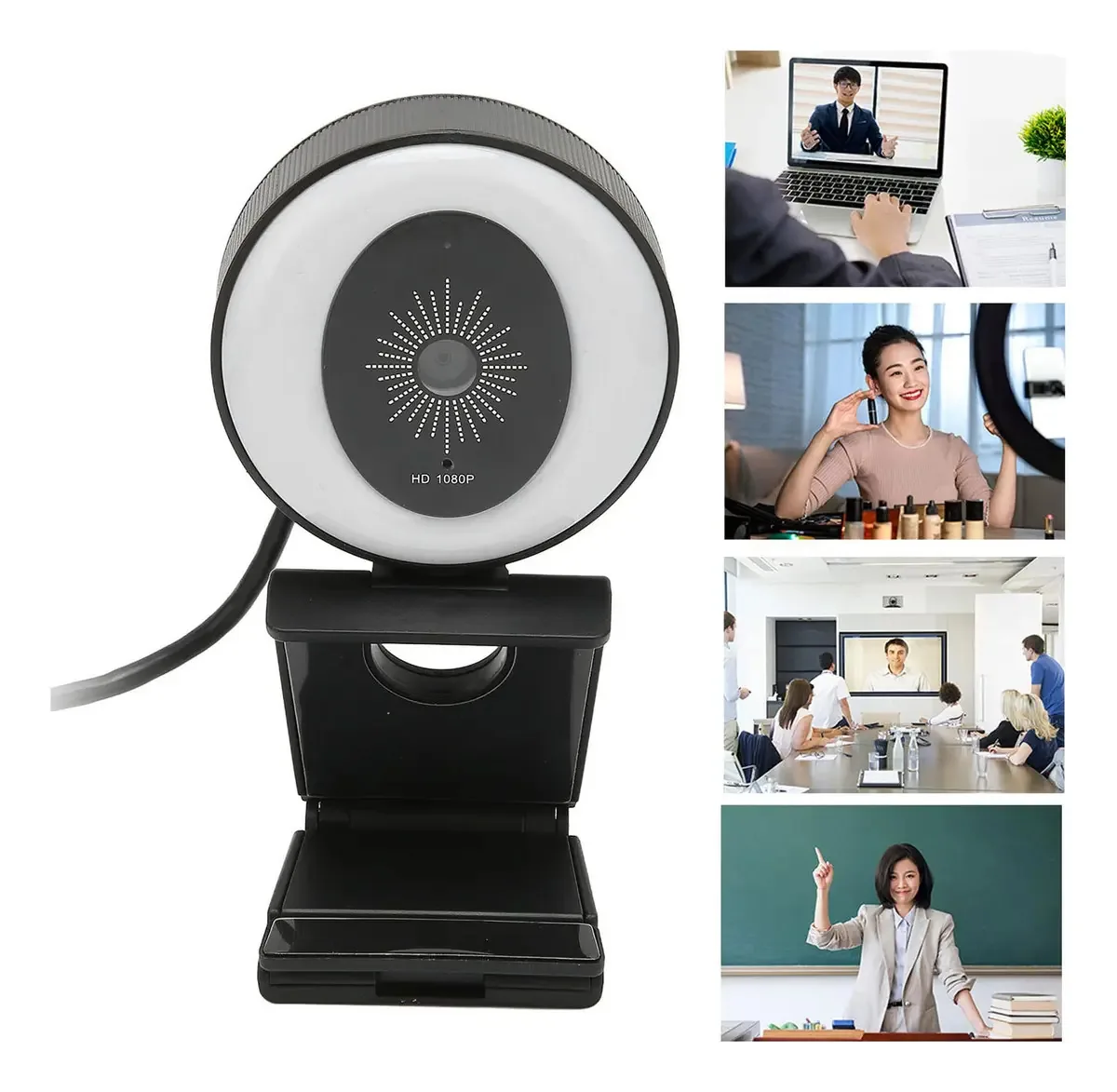Webcam Yitre com microfone, webcam USB prática de alta definição 1080p para transmissão ao vivo