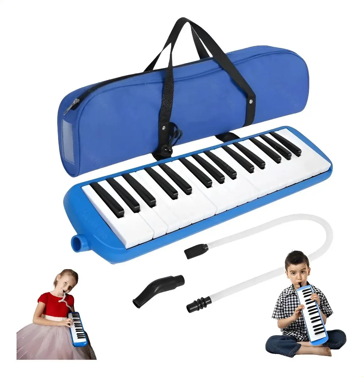 Mz Melodica 32 teclas, cor azul escolar com bocal