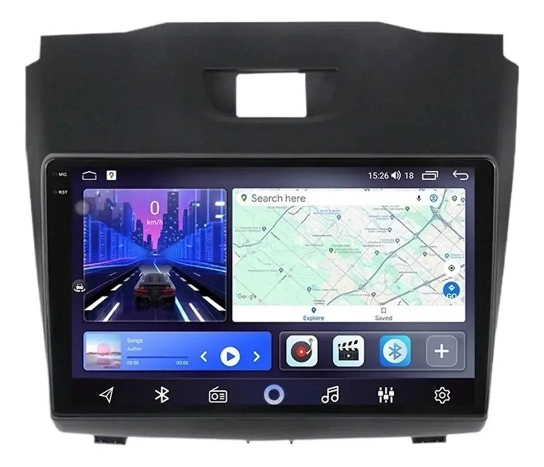 YUFENGJUN Sistema Multimídia para Veículos - Modelo Avançado, Cor Preta, Conectividade Bluetooth, Tela Sensível ao Toque, Reprodutor de Música e Vídeo.