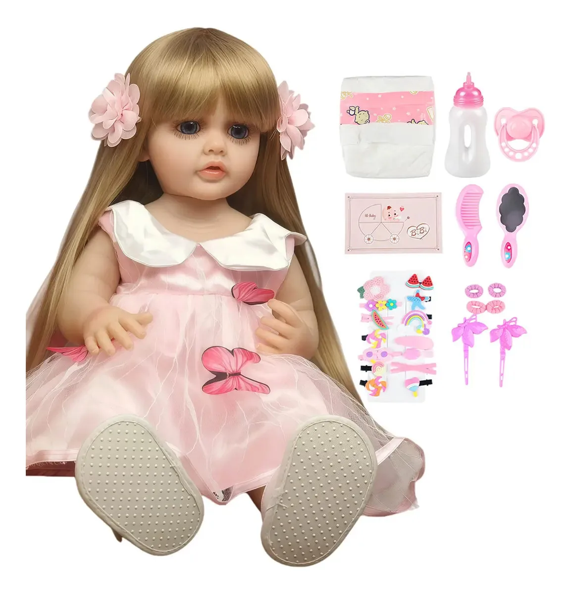 Boneca realista Reborn Bella de 55 cm de silicone Reborn Baby Girl