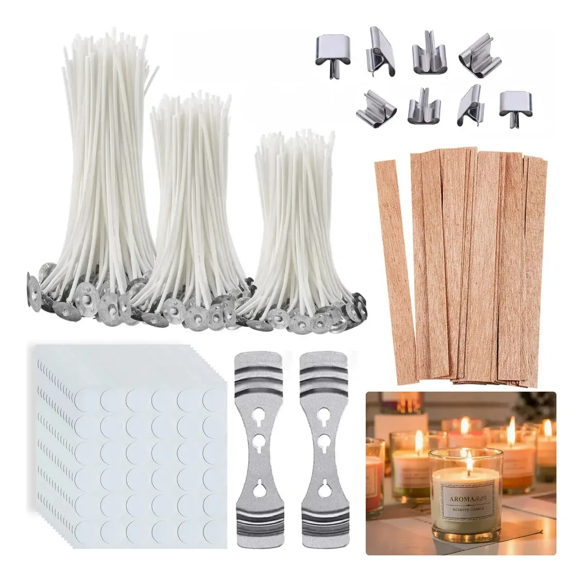 Acessórios para fabricação de velas Pabilos Mecha: 618 peças