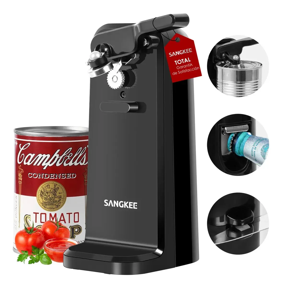 Abridor de latas elétrico Sangkee Abrelatas Eléctricos preto -