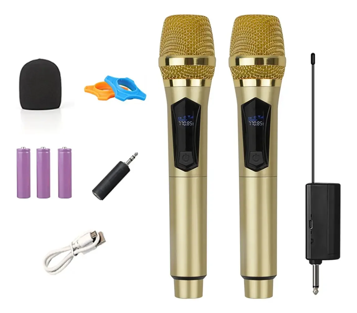 Microfones omnidirecionais dinâmicos Sunoffer M19-02 cor dourada