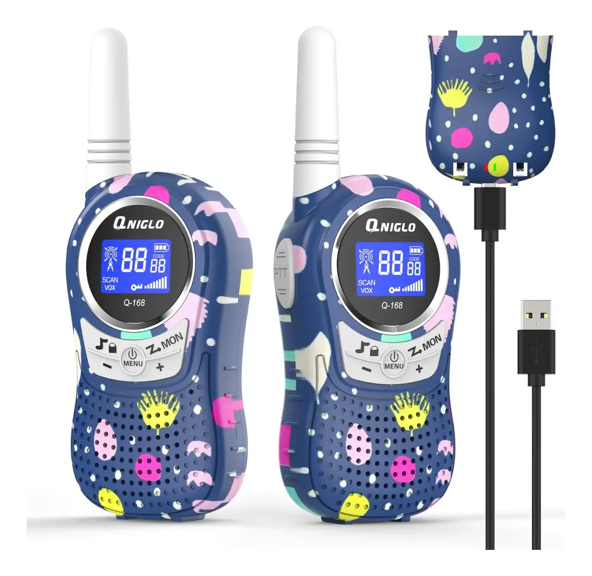 Pacote de walkie talkies recarregáveis para crianças de longo alcance