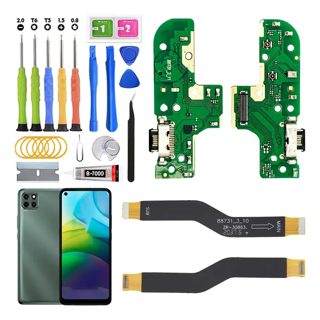 Centro de carregamento para Motorola Moto G9 Power Xt2091 e placa de conexão lógica Main Flex com kit de substituição