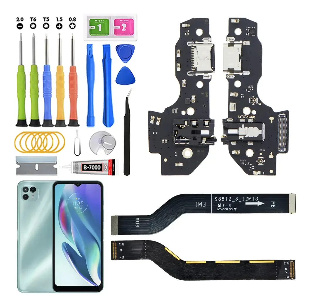 Centro de carregamento para Motorola Moto G50 5g Xt2149 e placa de conexão lógica Main Flex com kit de substituição