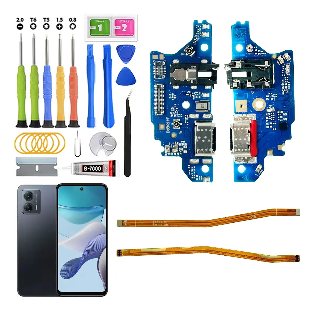 Centro de carregamento para Motorola Moto G53 5g Xt2335 e placa de conexão lógica Main Flex com kit de substituição