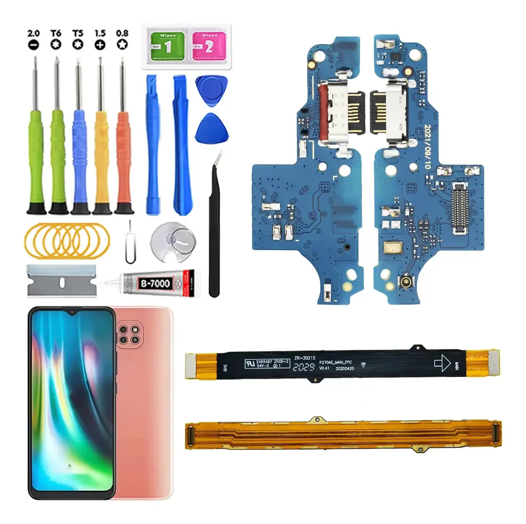Centro de carregamento para Motorola Moto G9 Play Xt2083 e placa de conexão lógica Main Flex com kit de substituição