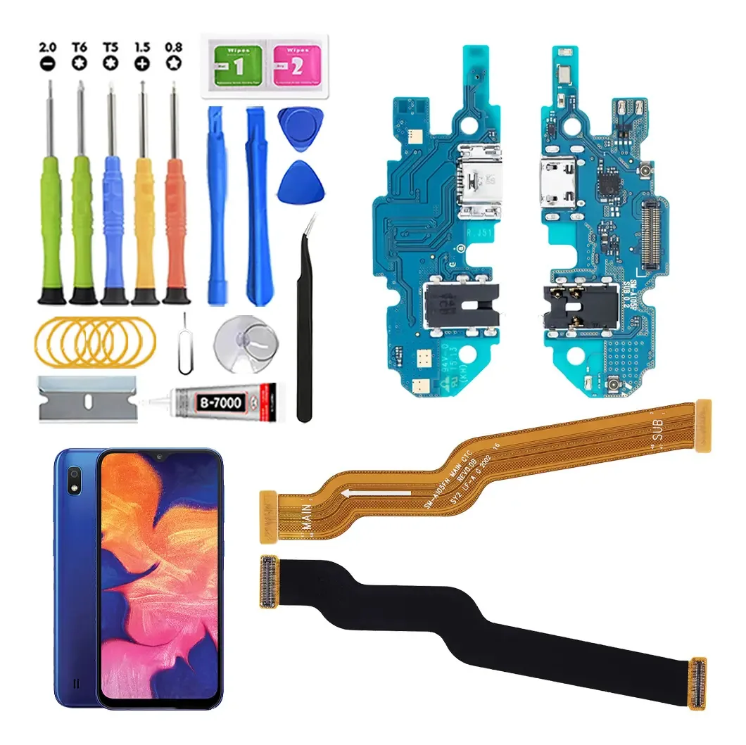 Centro de carregamento para Samsung A10 A105 A105f A105m A105g e placa de conexão lógica Main Flex com kit de substituição